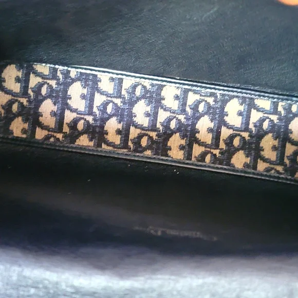 Auth 💞Christian Dior Vintage Navy Jacquard Shoulder Bag W/Adjustable Strap - Picture 5 of 14